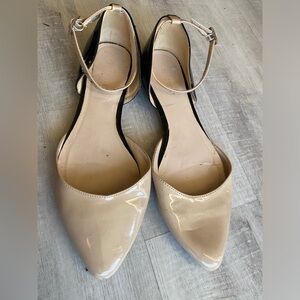 Nice West black and cream strapped flats | Size 10